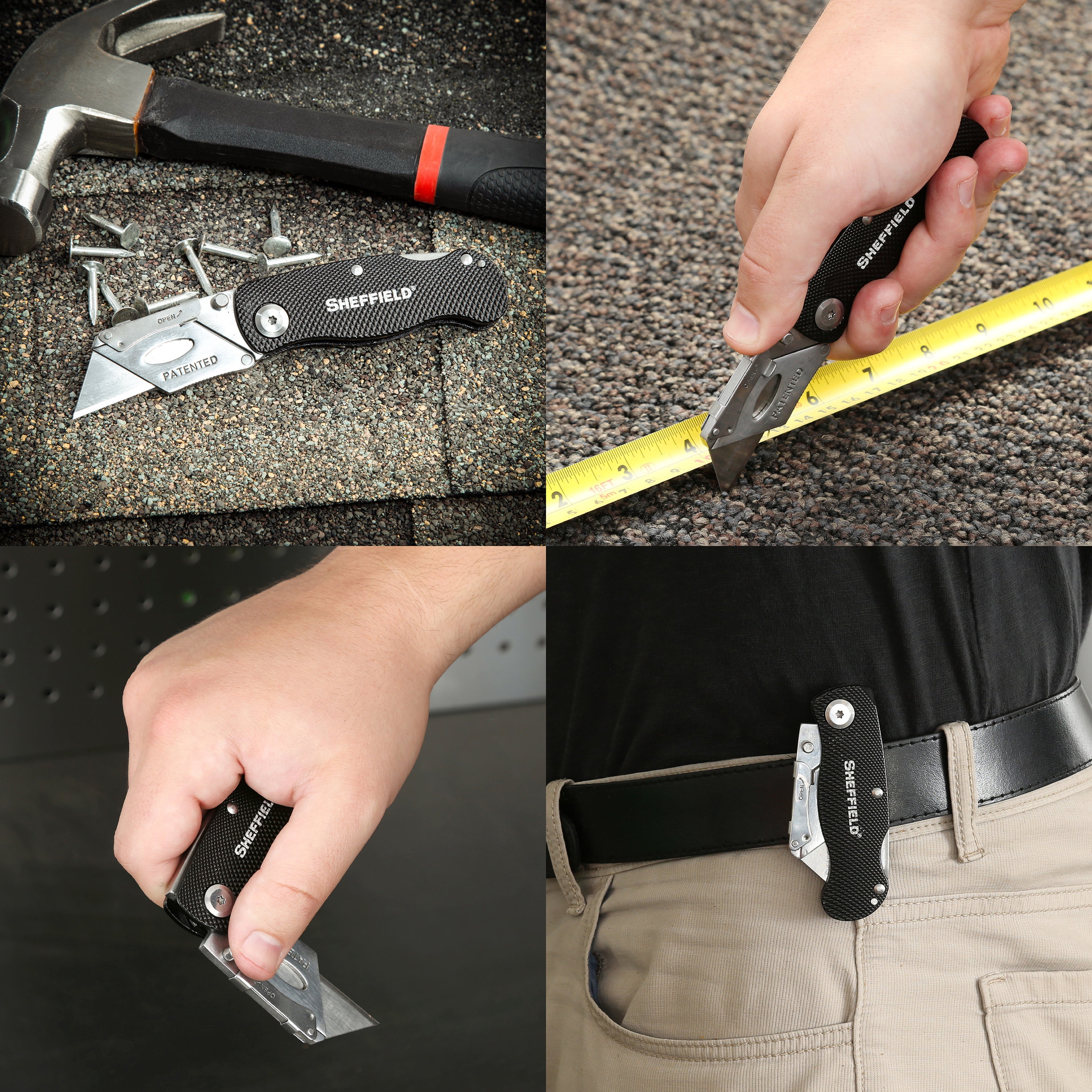 Sheffield Quick Change Folding Utility Knife, 6 inch, Black