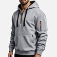 thumbnail image 5 of gbyLJF Men's Quarter Zip Drawstring Hoodies Long Sleeve Fleece Pullovers Fall Sweatshirt Running Hiking Clothes, 5 of 7