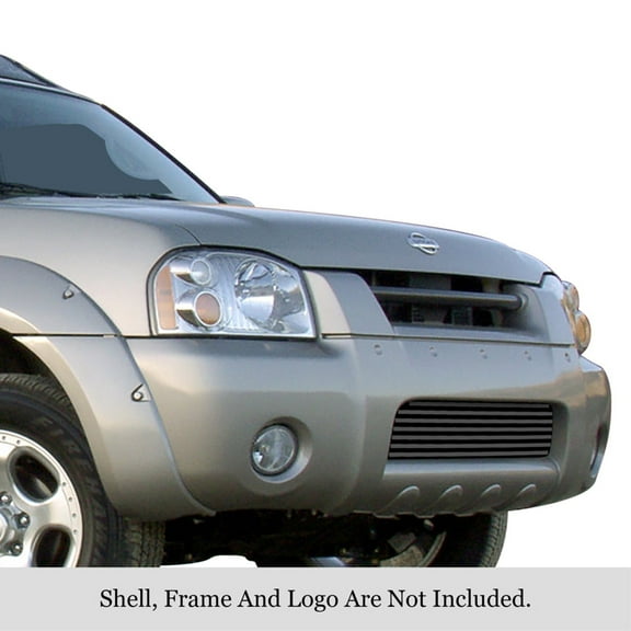2001-2004 Nissan Frontier Stainless Steel Black Powder Coated Finish 8X6 Horizontal Billet Black Stainless Steel Billet Grille