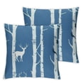 thumbnail image 2 of JRXY Birch Tree Square Throw Pillow Covers Cartoon Tree Trunk Deer Bird Silhouette Woodland Forest Navy Blue White  Soft Cozys Decor Washable Bed Home Living Room Sofa Indoor Pillow Covers 2pcs White, 2 of 6