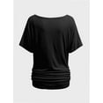 thumbnail image 4 of Womens Short Sleeve Boat Neck Side Shirring Dolman Drape Top, 4 of 6
