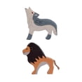 thumbnail image 1 of 2 figuras de animales de madera de simulación, juguetes de aprendizaje, juego de animales lobo león, 1 of 9