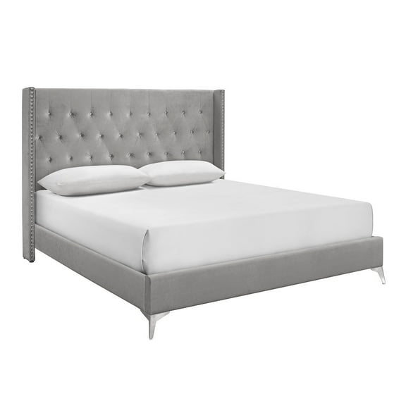New Classic Furniture Huxley Solid Wood Queen Panel Bed in Gray