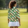 thumbnail image 5 of Uorisanigo Striped Four-Leaf Clover Womens Moisture Wicking Casual Tennis Activewear Versatile Fashionable Long Sleeve Golf Polo Shirts with 1/4 Zipper Casual Outing Wear Pullover, 5 of 7