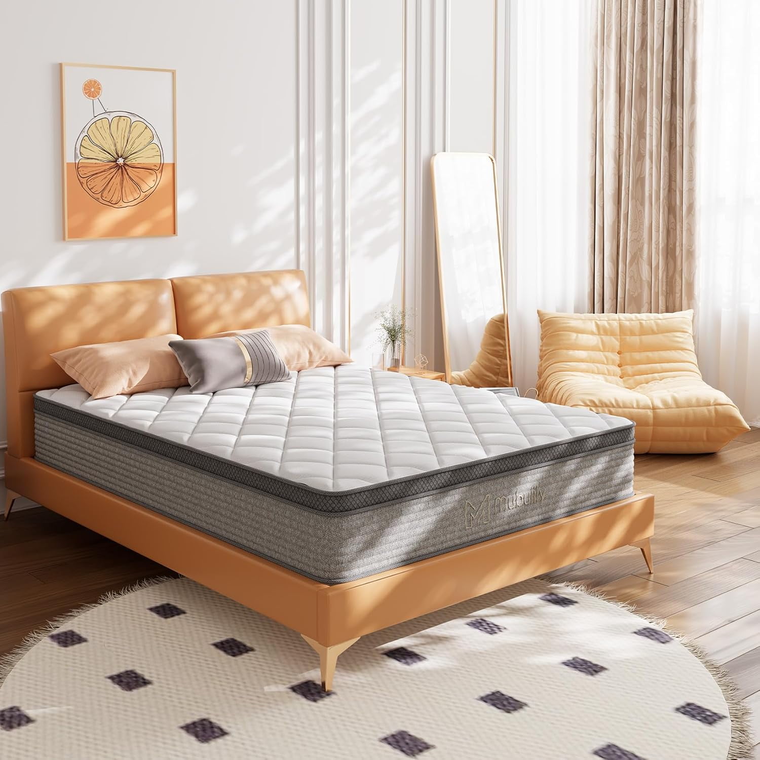 Mubulily King Mattress, 12 inch Gel Memory Foam Hybrid Mattress in a Box, CertiPUR-US