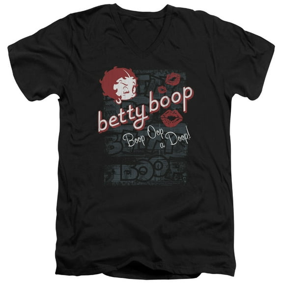 Betty Boop Boop Oop S/S Adult V-Neck T-Shirt Black