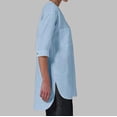 thumbnail image 4 of Lenpel Half Sleeve Womens Tops Cotton Linen V Neck Tunic Blouses with Pockets Fashion Side Split High Low Hem Shirts, 4 of 7
