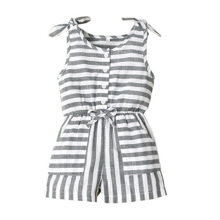 

YOYOXIU Toddler Baby Girl Clothes Striped Romper Jumpsuit Comfortable Clothes 1-6Y