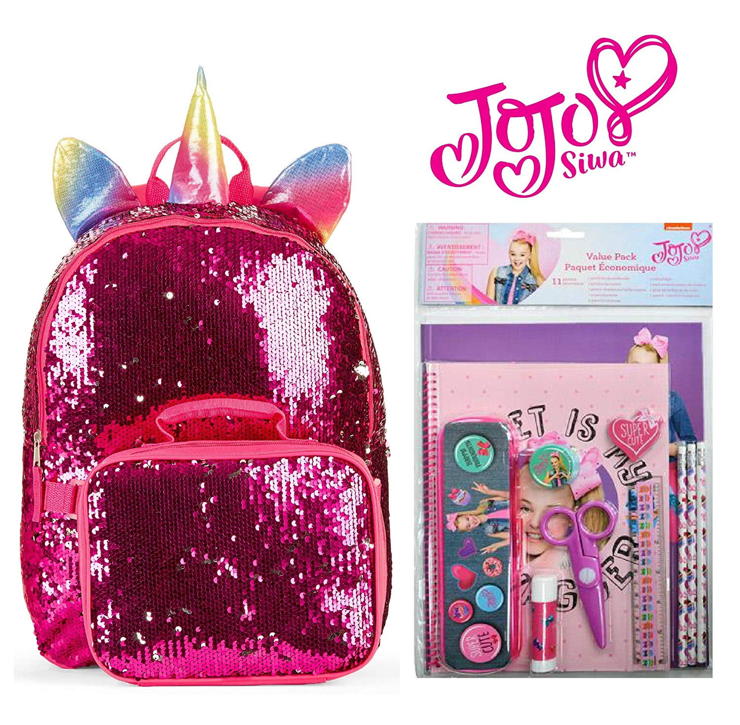 jojo siwa backpack with lunchbox