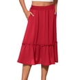 thumbnail image 2 of Amvlyk Skirts for Women Solid Color Elastic High Waist Ruffle Boho Skirt with Pockets Summer Tiered Trendy Ankle-Length A-Line Skirt Fashion Flowy Long Skirt for Beach Casual Outwear Vacation, 2 of 9