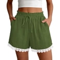 thumbnail image 3 of Sentmoon Plus Size Shorts for Women Drawstring High Waist Sweat Shorts Women Breathable Solid Color Lace Regular Fit Womens Bermuda Shorts Knee Length Trendy for Beach and Vacation S-2XL, 3 of 8