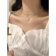 thumbnail image 2 of Niche Super Fairy Double Pearl Pendant Clavicle Chain Explosion Necklace Silver, 2 of 9