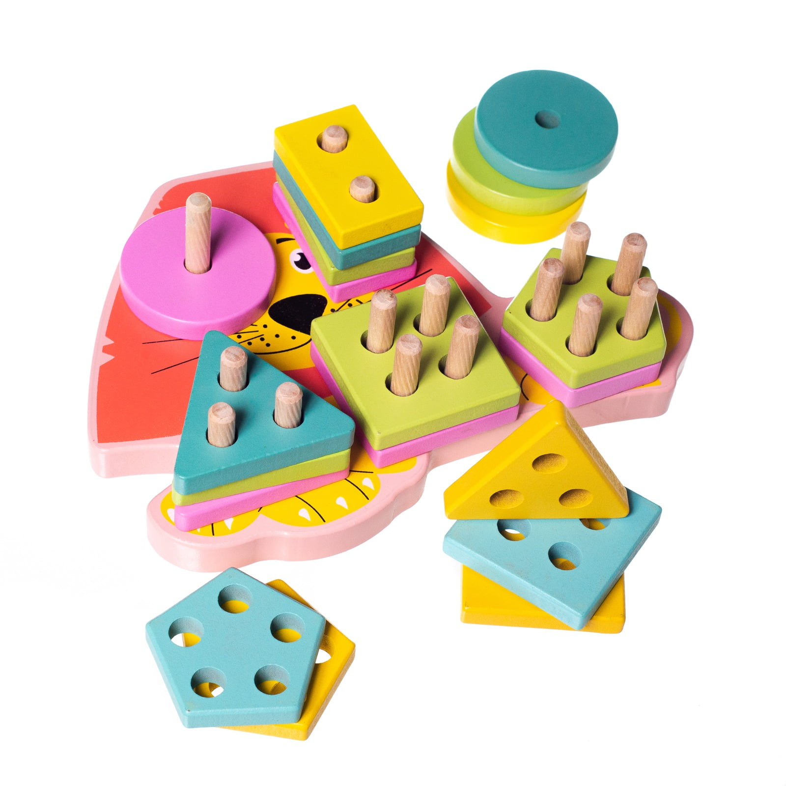 Eliiti 2in1 Wooden Stacking Toy and Sorting Puzzle for Toddlers 2 to