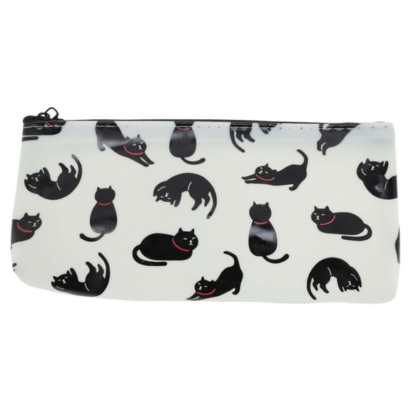 Unique Bargains Cat-Pattern Spacious Zippered Bag White