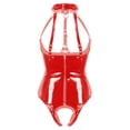 thumbnail image 4 of Lencería de látex para mujer, mono de peluche, traje erótico para fiesta de baile, traje de porno, aspecto mojado, charol, copa abierta, entrepierna abierta, leotardo, 4 of 5