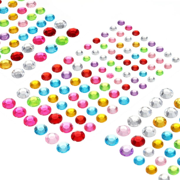 Uxcell 440 Pcs Gemas Adhesivas para Manualidades, 5 Hojas de Gemas Autoadhesivas Brillantes en Forma Circular, Multicolor