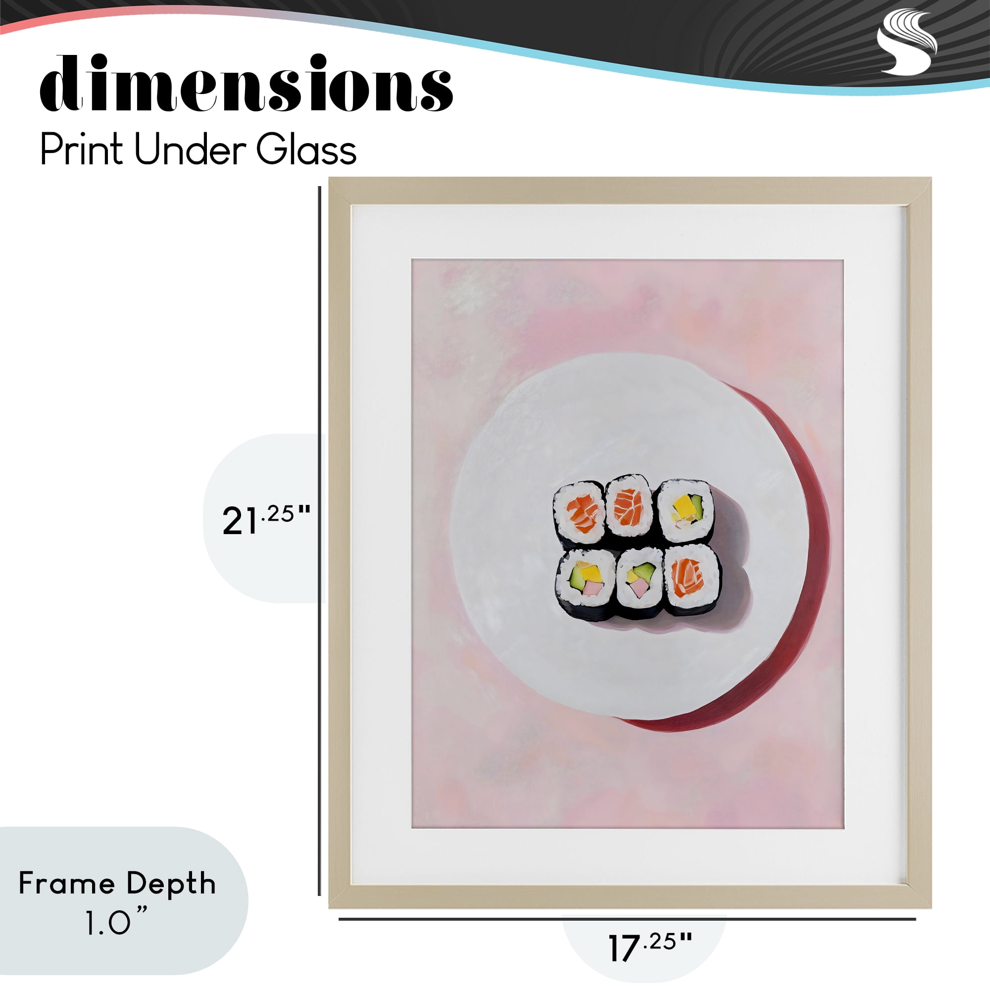 Stupell Industries Sushi Rolls on Plate Birch Framed Print Under Glass, design by The Prints Vibe