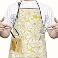 thumbnail image 2 of Women Men Adjustable Bib Apron with Pockets Blue with Yellow Daisy Cooking Kitchen Aprons, 2 of 7