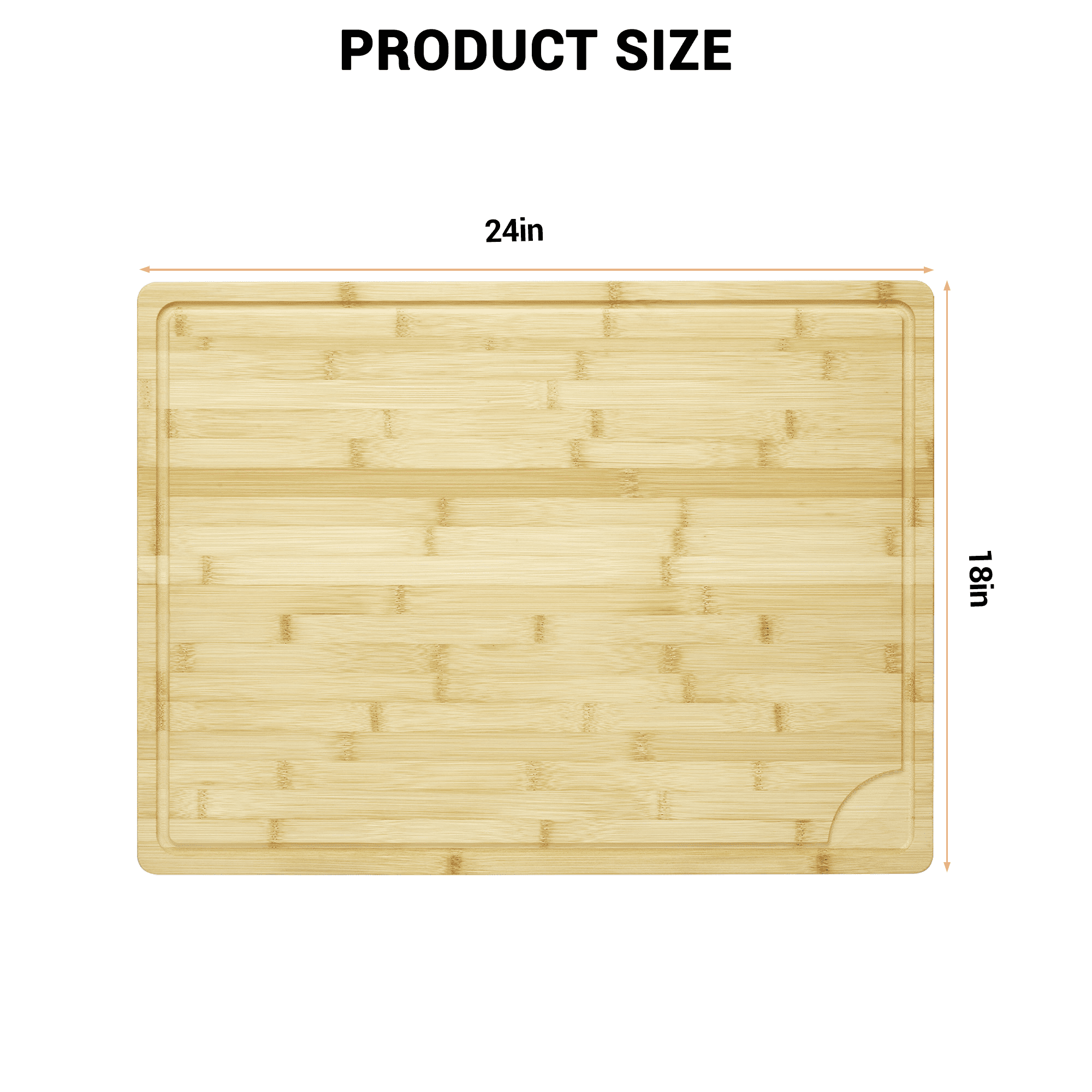 24x18 Inch Extra Large Bamboo Cutting Board for Kitchen, 0.8'' Thick Pre-oiled Chopping Board with Deep Juice Groove and Handles Perfect for Meat, Vegetables, Fruit