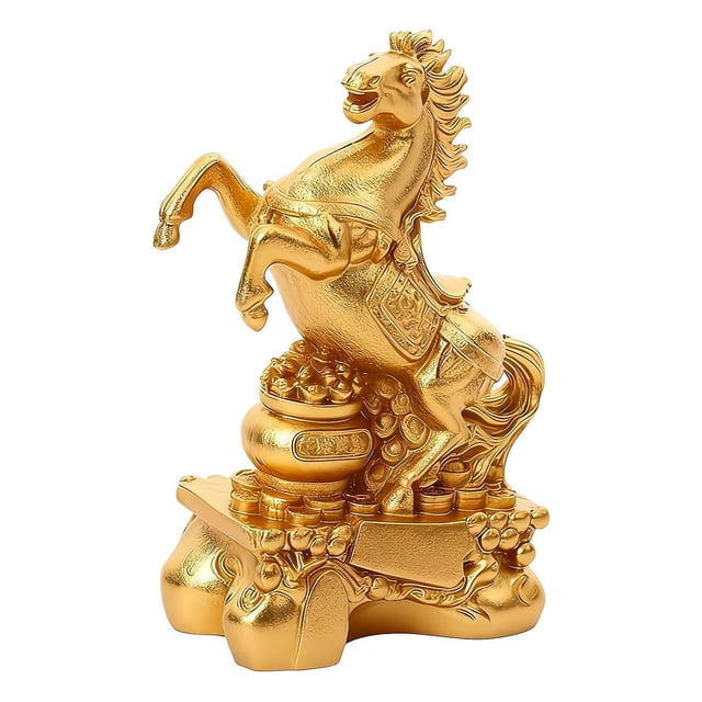 Estatua de caballo dorado, bendición del Año Nuevo chino 2026, recuerdo, escultura de caballo, adornos, Festival de Primavera, artesanía de caballo de cobre del zodíaco para escritorio, decoración de