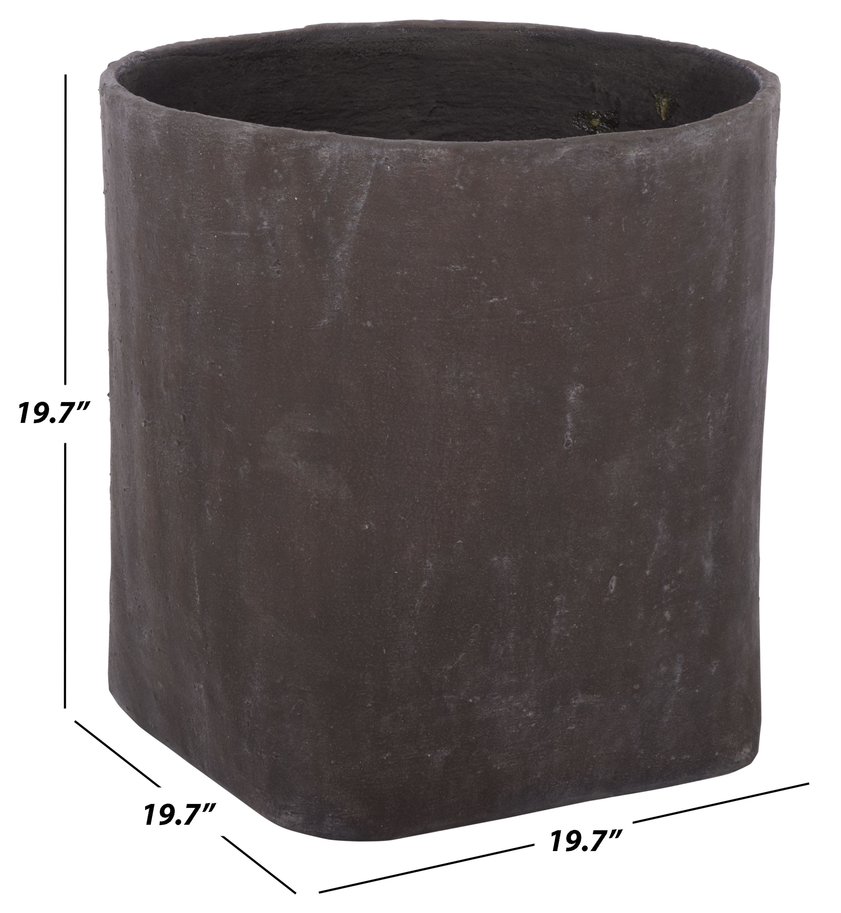 Safavieh 19.7" x 19.7" x 19.7" Square Brown Cement Bamboo Plant Pot