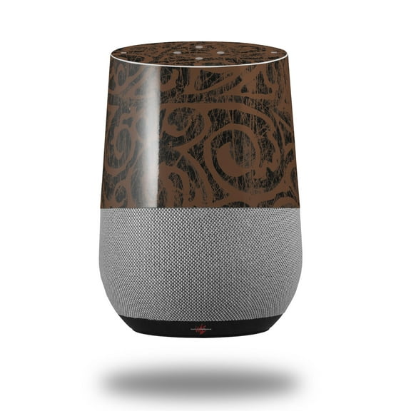 Decal Style Skin Wrap for Google Home Original - Folder Doodles Chocolate Brown (GOOGLE HOME NOT INCLUDED) by WraptorSkinz