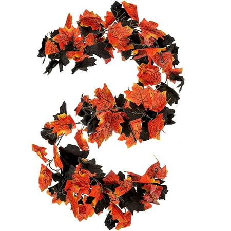 5.9 ft Fall Maple Leaves Garland Artificial Autumn Garland Fake Maple Leaf Garland Decoration for Home Thanksgiving Dinner Fireplace Wedding Party Door Frame Decor
