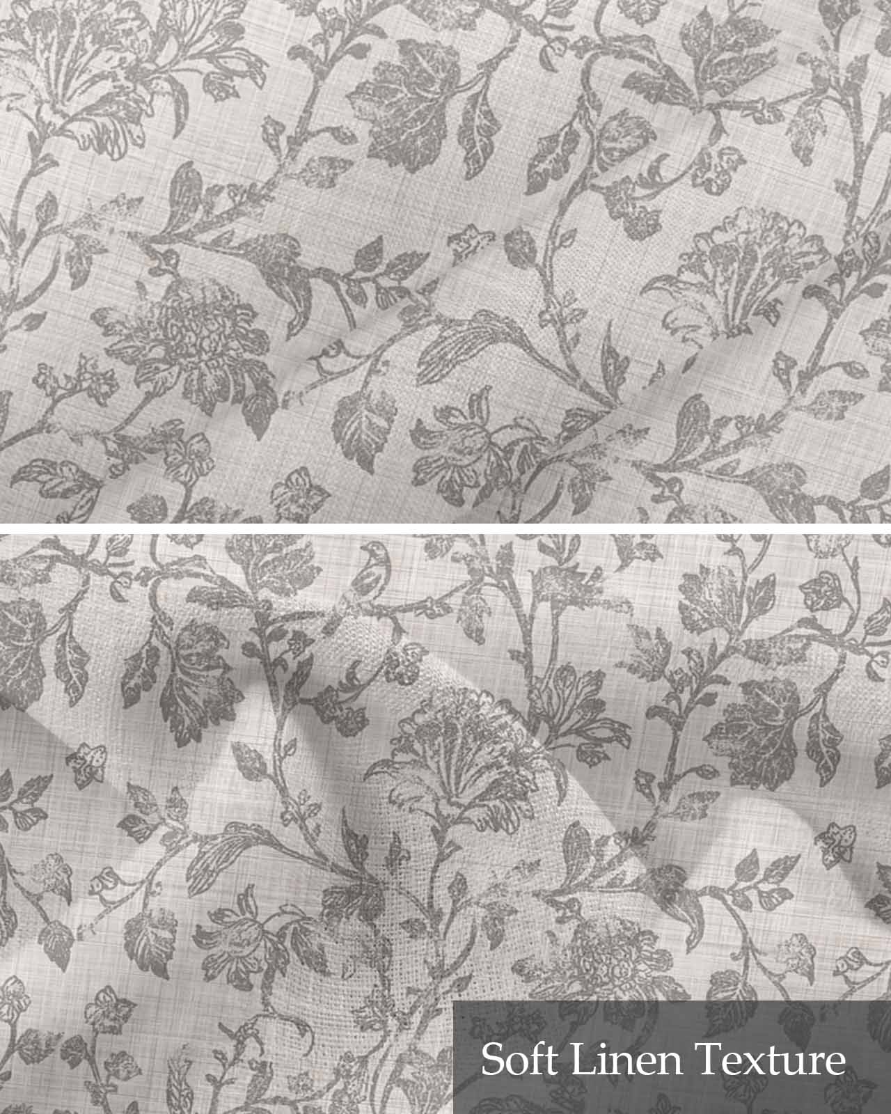 Farmhouse Flower Kitchen Valances for Windows Farmhouse Linen Window Valance Curtain for Living Room Window Treatment Botanical Vintage Grey Leaf Plant Valance Rod Pocket Topper Drape, 42 x 18 Inch