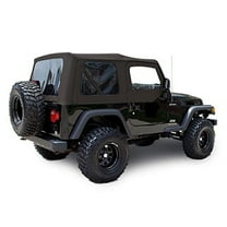 Sierra Offroad Soft Top for 2003 to 2006 Jeep Wrangler TJ - Black, Sailcloth Vinyl - 2 Door Jeep Soft Top with Rear Plastic Tinted Windows - Factory Precision Fit Replacement - with Upper Door Skins