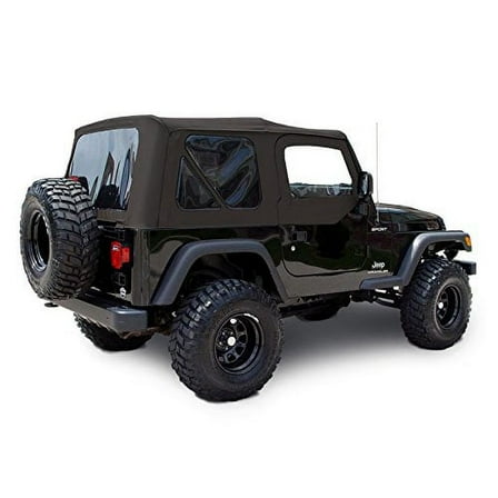 Sierra Offroad Soft Top for 2003 to 2006 Jeep Wrangler TJ - Black, Diamond Vinyl - 2 Door Jeep Soft Top with Rear Plastic Tinted Windows - Factory Precision Fit Replacement - with Upper Door Skins