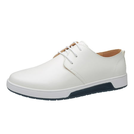 XDDST Men s Slip On Shoes Summer Style Men s Breathable Comfortable Business Lace Up Leisure Solid Color Leather Shoes