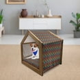 thumbnail image 3 of Earth Tones Pet House, Native Eastern Art with Abstract Details Old Motifs of Culture, Outdoor & Indoor Portable Dog Kennel with Pillow and Cover, 5 Sizes, Multicolor, by Ambesonne, 3 of 5