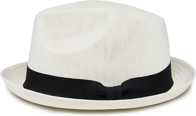 Funky Junque Lightweight Porkpie Fedora Sun Hat - Ivory (Small/Medium)