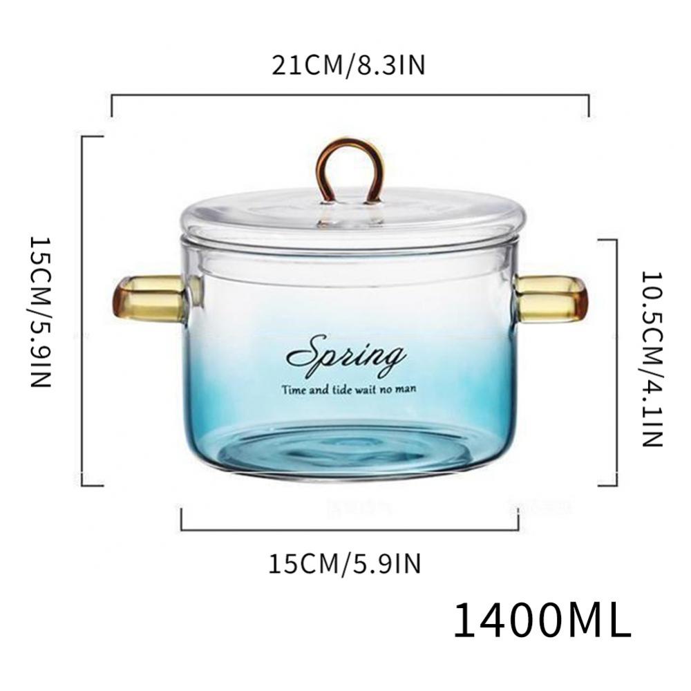 Glass Pots For Cooking on Stove- 1.5 Liter/50oz Handmade Glass Pot, Glass  Saucepan with Cover and handle, Heat Resistant Cooking Pot/Pan Cookware for