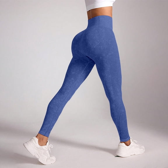 Women's High Waisted Sheer Yoga Pants, Tummy Control Full Length Design, Seamless Stretch Comfortable Leggings For Fitness And Running Blue S