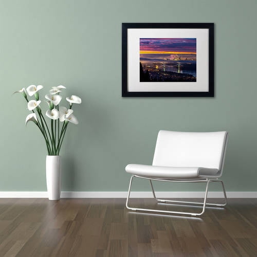Trademark Fine Art 'West Vancouver Sunrise' Canvas Art by Pierre Leclerc, White Matte, Black Frame