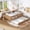 Natural, variant on Queen Bed with Built-in Bookshelves and Staircase,Safety Rails,Storage Trundle Bed Frame,Solid Wood Construction,for Guest Room Bedroom,Light Natural
