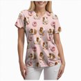 thumbnail image 5 of HCNTES Womens Animals Printed Nurse Uniforms Scrub Tops for Women, Short Sleeve V Neck Scrub Shirt with Pockets(Light Pink,XL), 5 of 8