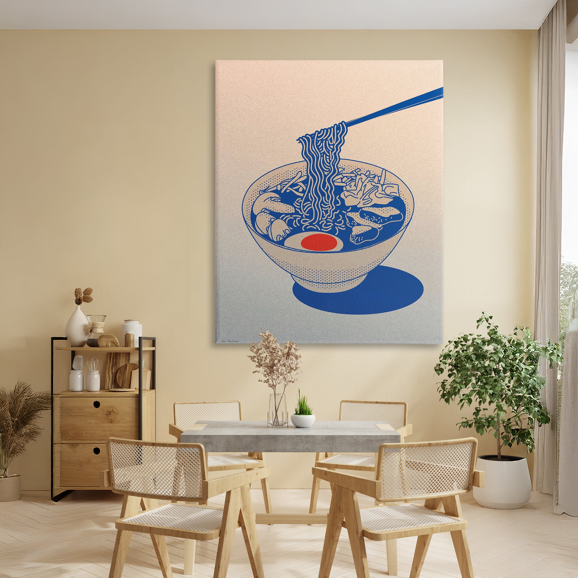 Ramen Noodle Bowl Gradient Canvas Wall Art, design by Seven Trees Design