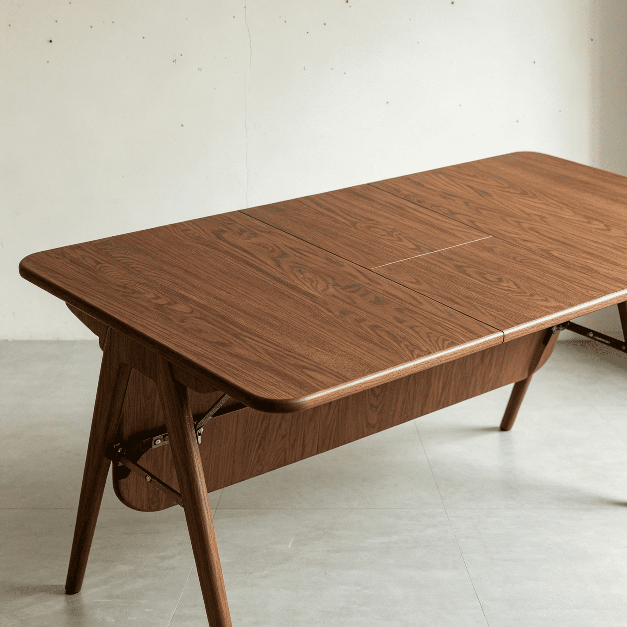 Asteroutdoor Walnut Solid Oak Extendable Dining Table for 6-8 People, 63 in