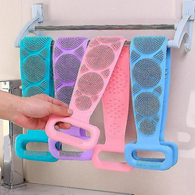 Cinturón de baño de silicona para frotar la espalda, toalla de lufa suave, exfoliante corporal, masaje para la ducha, limpieza corporal, correa de ducha para baño
