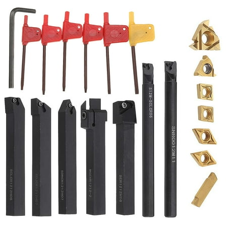 

Miuline 21Pcs Lathe Turning Tools Boring Bar Set Lathe Cutting Tools Indexable Lathe Tools Carbide Insert