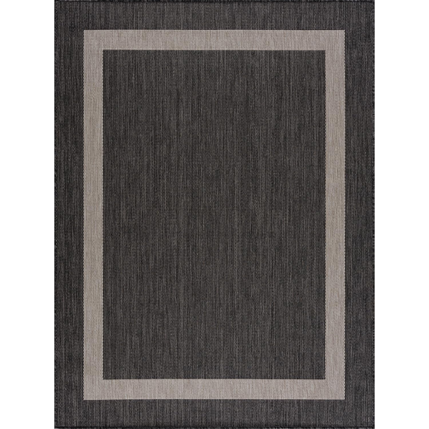 Outdoor Rug 5x7 Modern Outside Rugs For Patios Porches Waterproof Durable Washable Non-shedding  Easy-to-clean Indoor Area Carpet (5 X 7 Bordered - Dark Gray/light Gray)