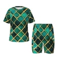 thumbnail image 1 of Fotbe Green Mosaic Glass Pijama Estampada de 2 Piezas para Niños – Ropa de Dormir de Manga Corta Cómoda para Niños y Niñas, Camiseta y Shorts de Algodón-XX-Large, 1 of 6