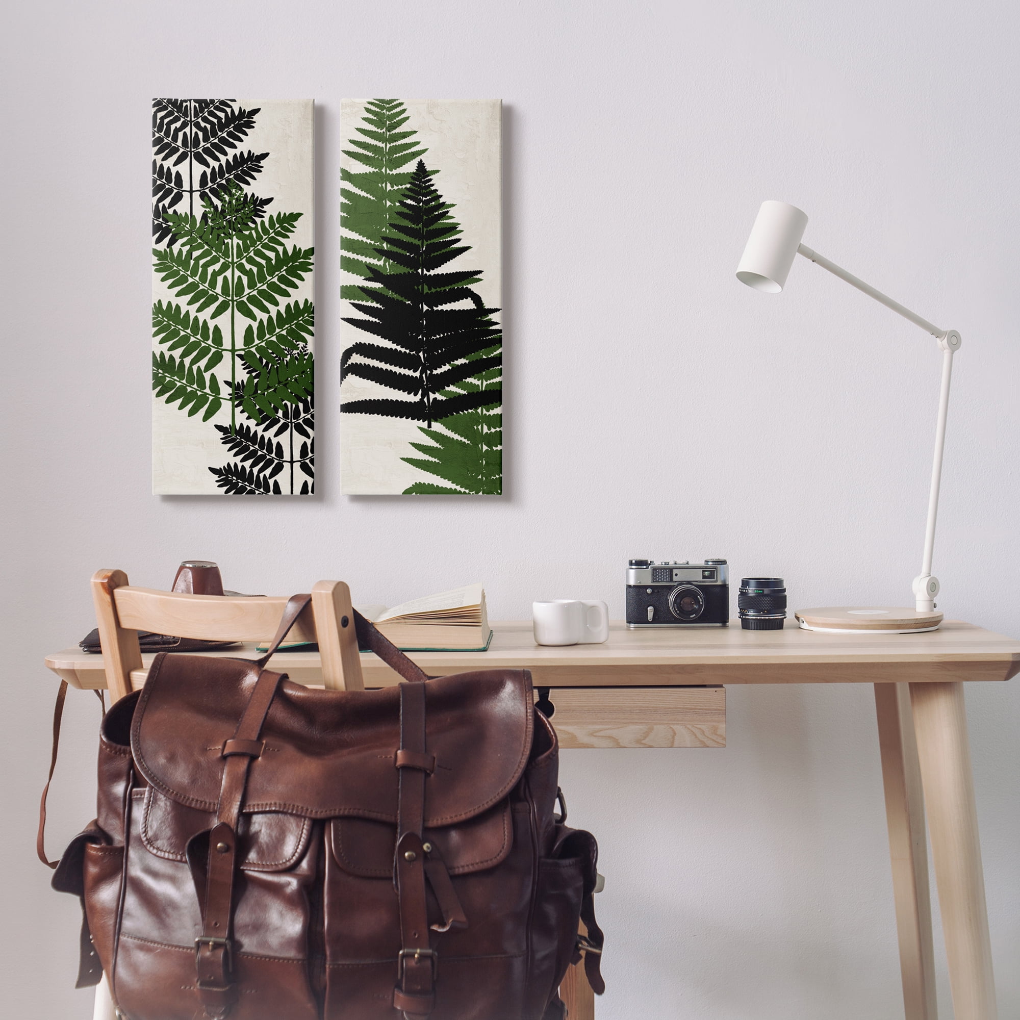 Stupell Industries Bold Layered Fern Leaves Modern Botanical Sprigs Graphic Art Gallery Wrapped Canvas Print Wall Art, Set of 2, Design by Kim Allen