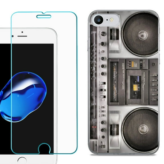 For Apple iPhone 7 / iPhone 8 Case, Slim-Fit TPU Phone Case, with Tempered Glass Screen Protector, by OneToughShield ® - Boombox