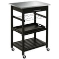 thumbnail image 1 of HOMCOM 3-Tier Pine Stool Kitchen Island w/ Drawer Stainless Steel Wine Rack, 1 of 10