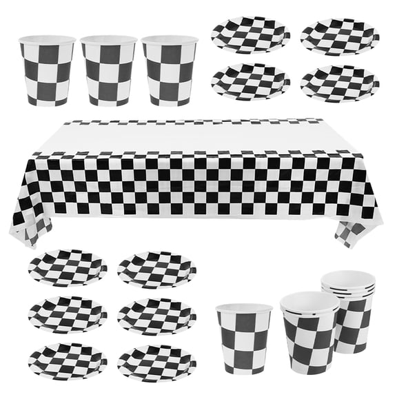 AURARMLET Racing Birthday Party Disposable Paper Plates and Cups Set Multi-Color Tableware for Dessert and Food Use