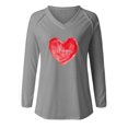 thumbnail image 4 of Blusa con cuello en V de manga larga con estampado de día de San Valentín suelto informal a la moda para mujer Fridja  FKASFK3959, 4 of 4