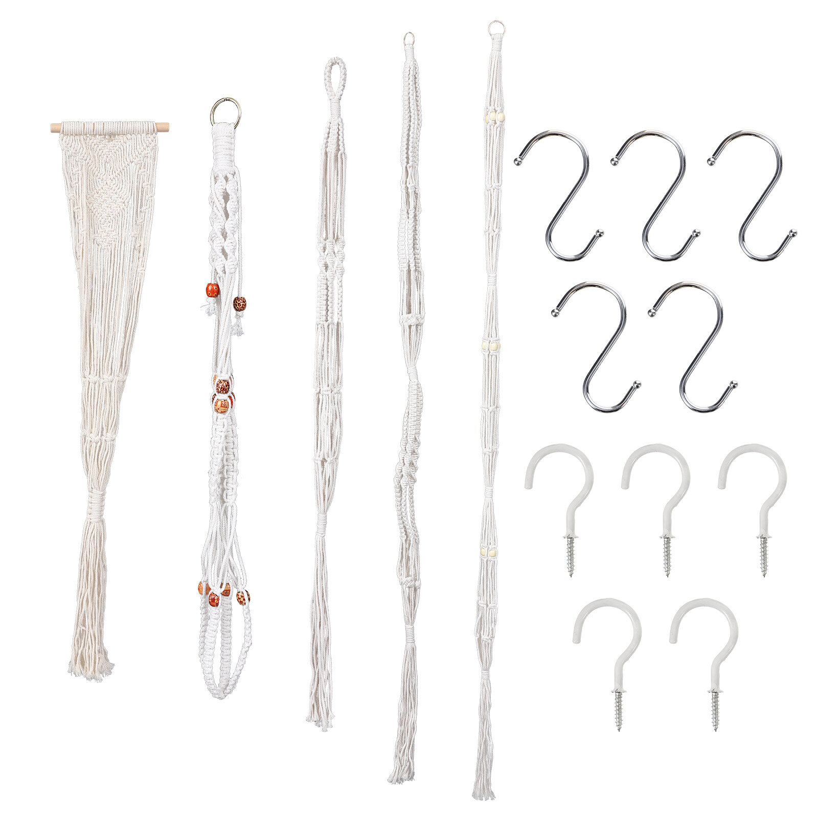 Flower Pot Lifting Rope 5Pcs Macrame Planter Hanger Hook Flower Pot